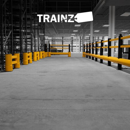 Yellow Boplan TB 400 PLUS and RE RACK END in a Trainz facility