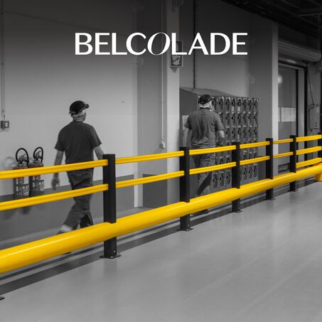 Boplan GP GOAL POST, TOUCH BARRIER, BO IMPACT amarillo en una instalación de Belcolade
