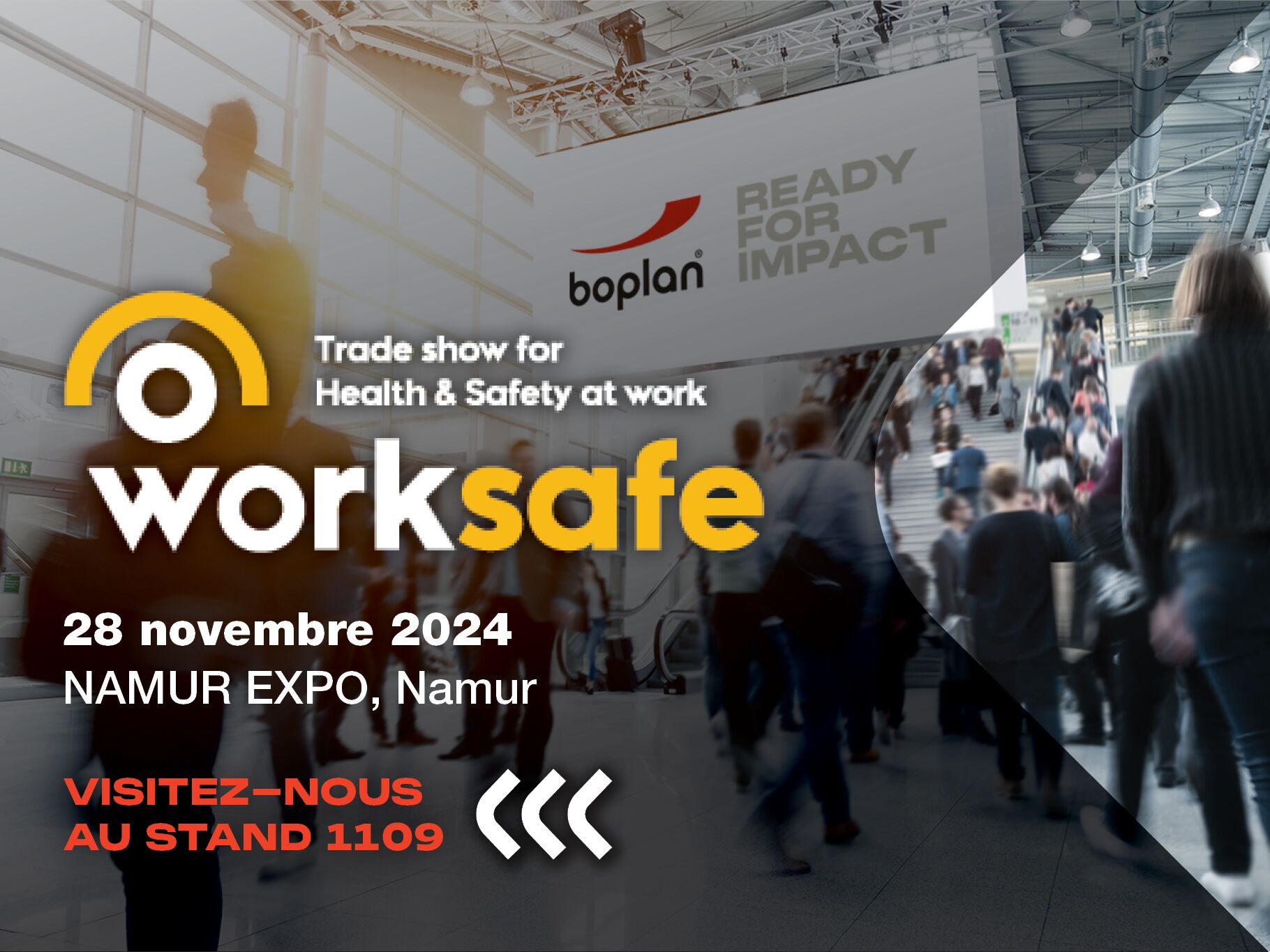 Photo d'une participation à l'exposition de Boplan au WorkSafe à Namur, Belgique
