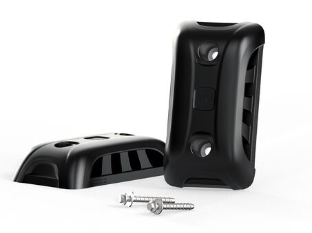 Rendering eines gelben DOCK BUMPER - Dock-Schutz für Laderampen auf weißem Hintergrund