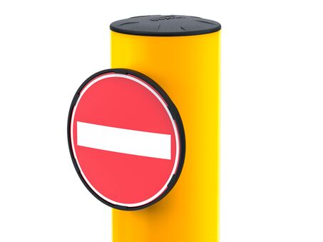 SIGNMARK 150 en un poste protector amarillo