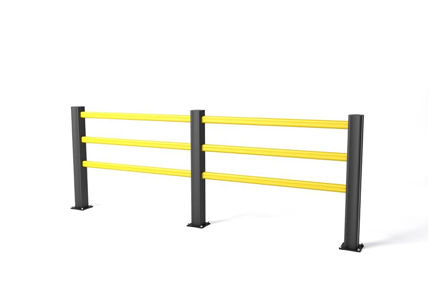 Render di un HP PLUS 3 RAILS giallo - Corrimano su sfondo bianco