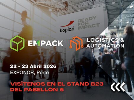Imagen de la participación en una exposición de Empack y Logistics & Automation en Oporto, Portugal