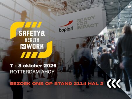Foto van een deelname van Boplan aan de beurs Safety and health at work in Rotterdam, Nederland

