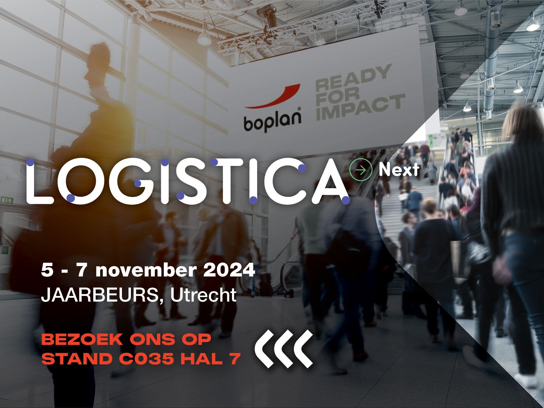 Foto van een deelname van Boplan aan de beurs Logistica Next in Utrecht, Nederland
