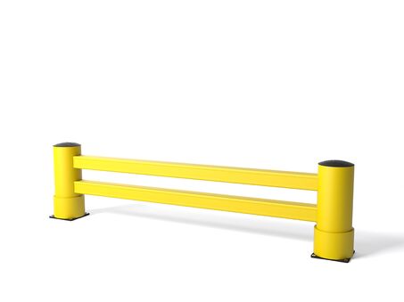 Rendu d'un RE RACK END jaune - Protection de rayonnages sur un fond blanc