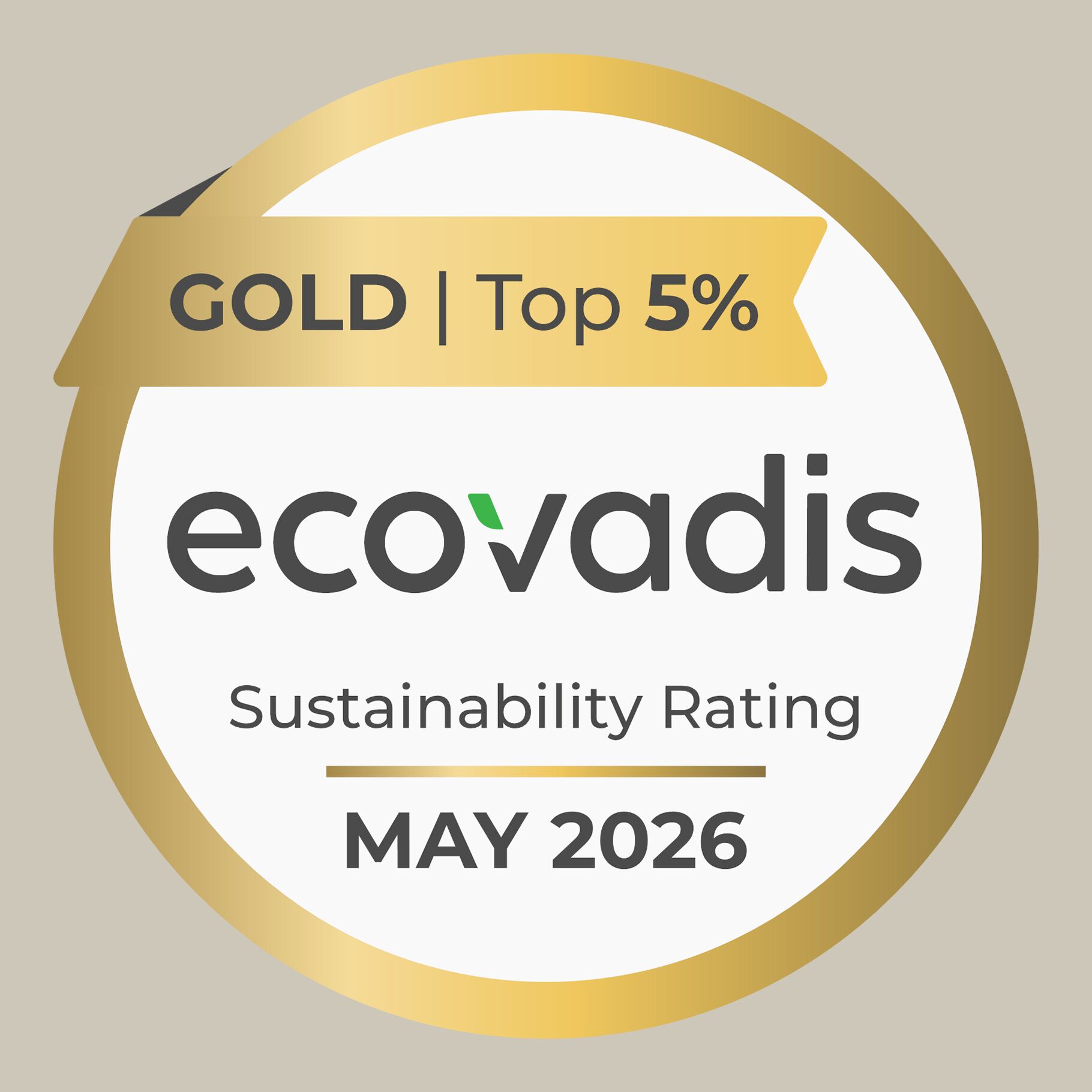 Logo des Nachhaltigkeitszertifikats Ecovadis Gold
