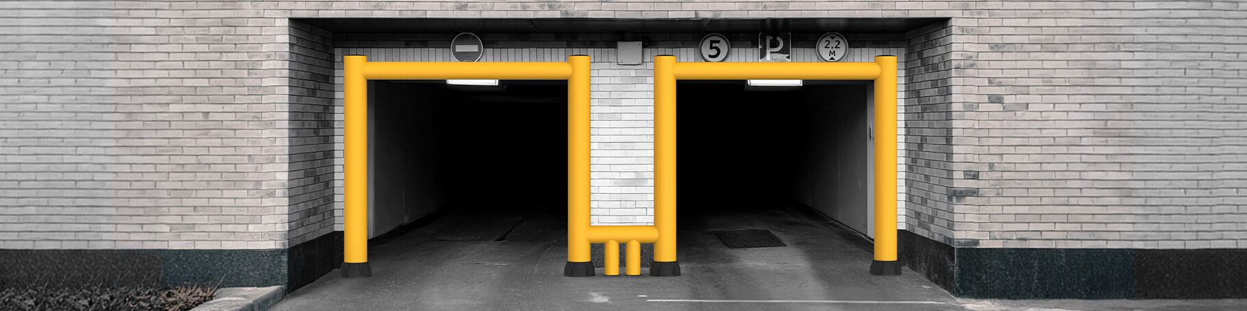 Gele Boplan GP GOAL POST 200B in een industriële omgeving