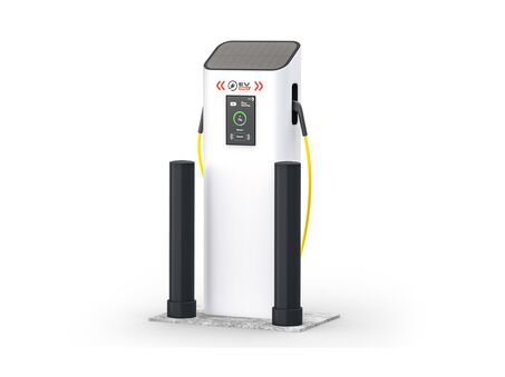 Render of a black BO 125L EV - Bollard on a white background