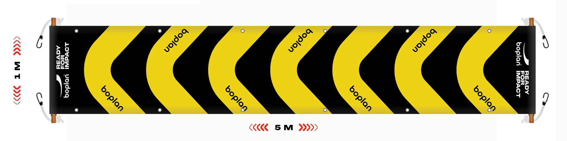 Render of the Boplan Chevron Banner with its specifications