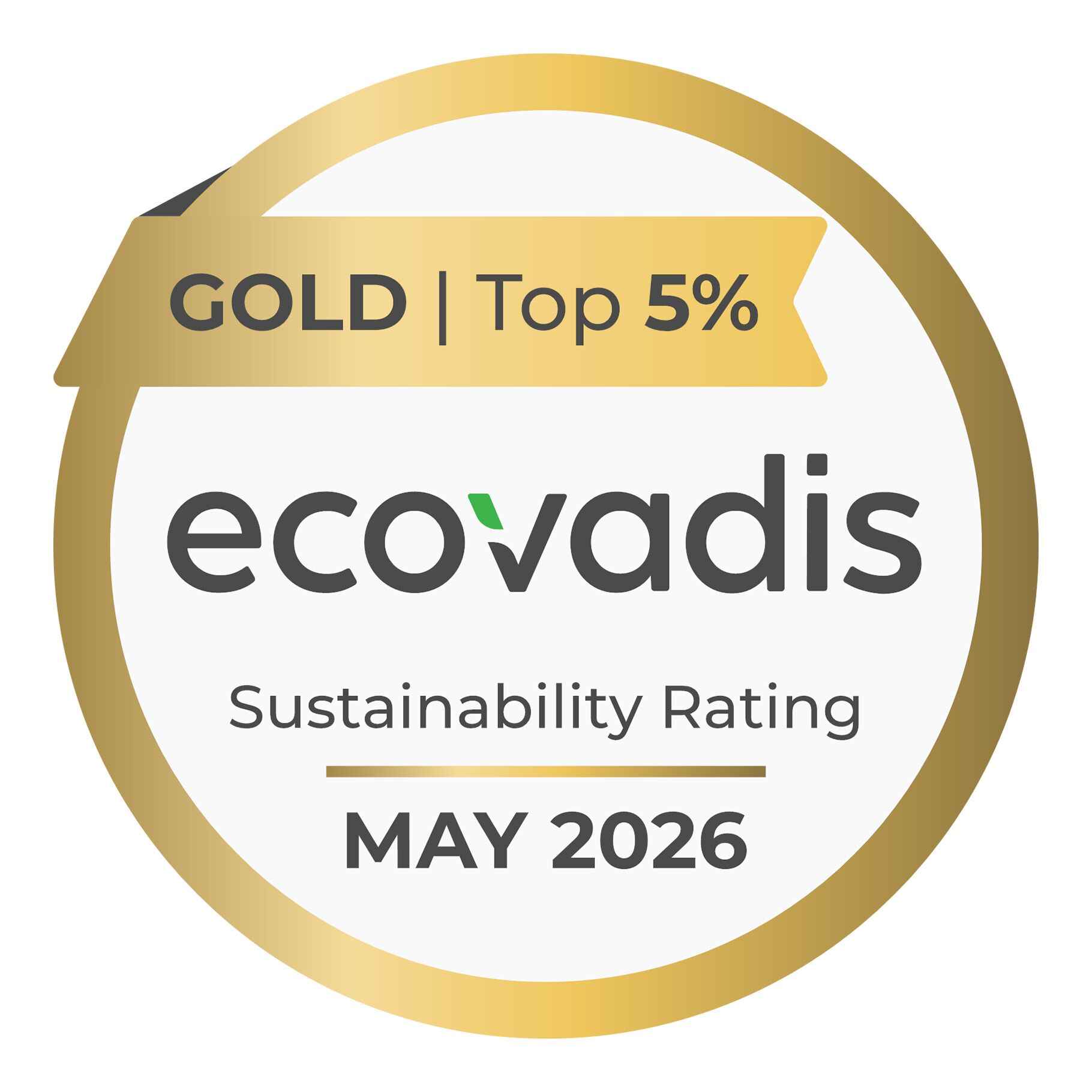 Logo del certificato di sostenibilità Ecovadis Gold