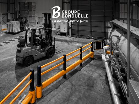 Gele Boplan TB400 PLUS, SG SWING GATE, FLIP 180B in een fabriek van Bonduelle
