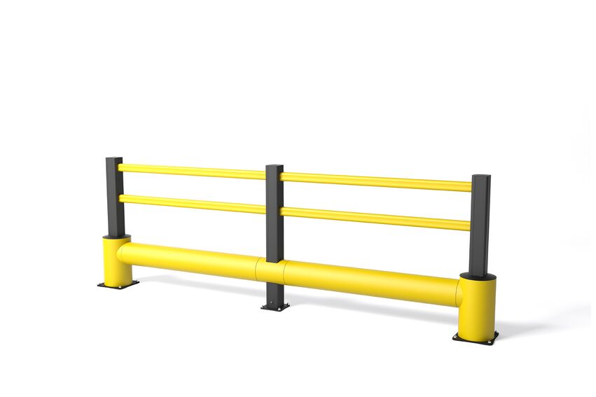 Render of a yellow TB 400 PLUS - Safety barrier on a white background