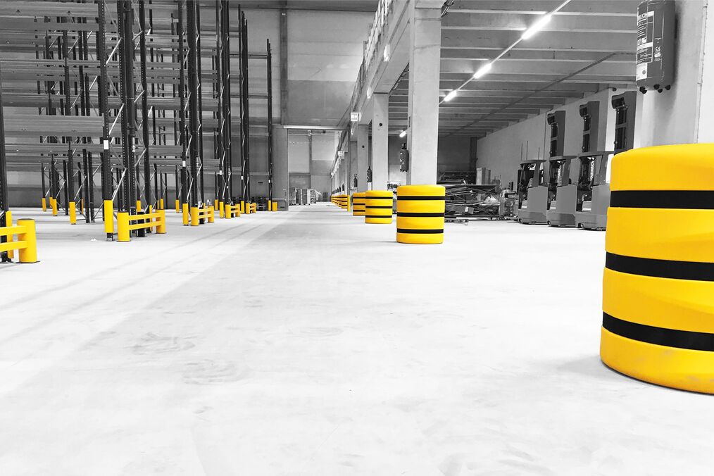 Boplan FLEX IMPACT® KP Protector, RE Rack End et RB Rackbull dans un environnement industriel