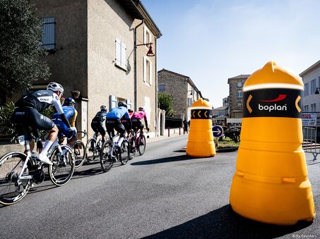 Photo of the Boplan Race Guard used in cycling race to protect cyclists from obstacles