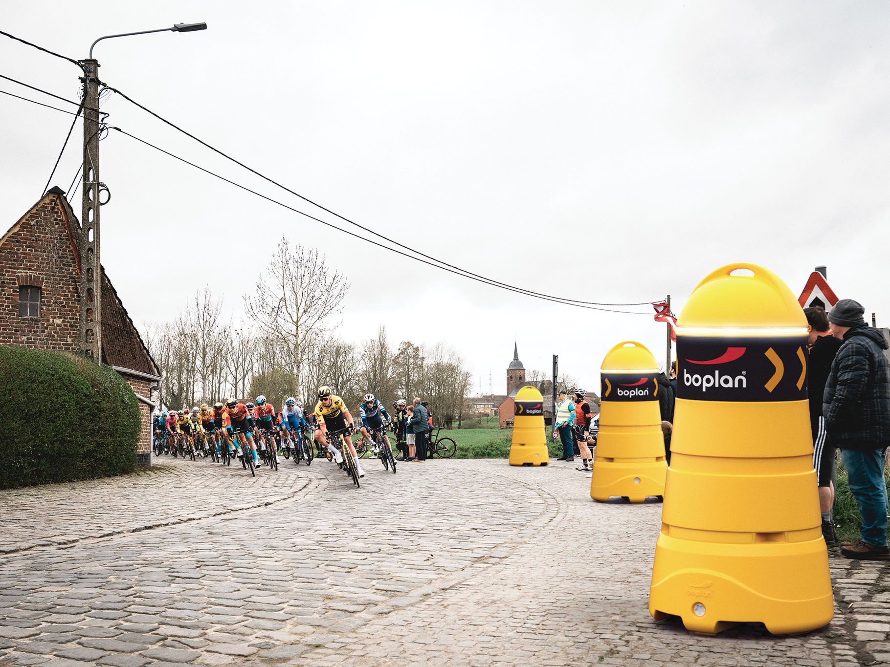 Photo of the Boplan Race Guard used in a cycling race to indicate changing race situations