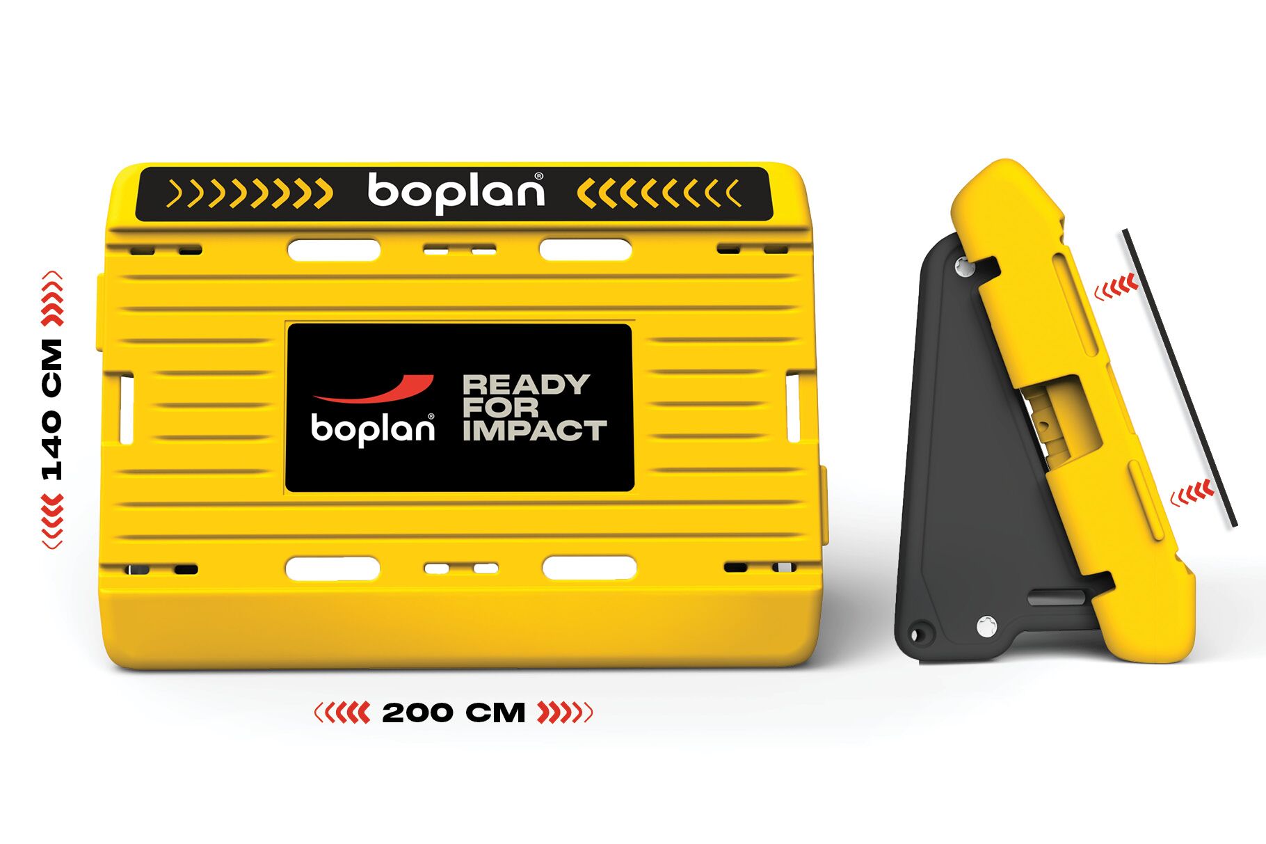 Render bariery Boplan Race Barrier wraz z jej specyfikacją