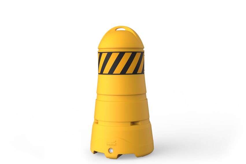 Rendu d'un SAFETY GUARD jaune - Barrière mobile sur un fond blanc