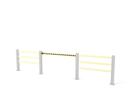 Render di una BARRIERA BB BELT gialla - Cancello di sicurezza su sfondo bianco