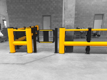 Yellow Boplan TB550 PLUS FENCE, SG SWING GATE in an industrial environment