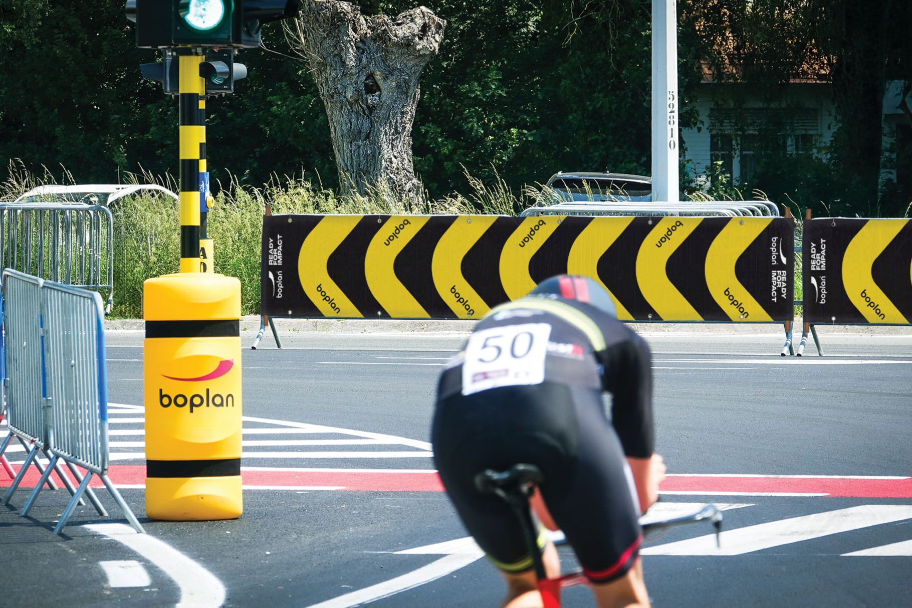 Picture of the Boplan Chevron Banner used in a cycling race to signal direction