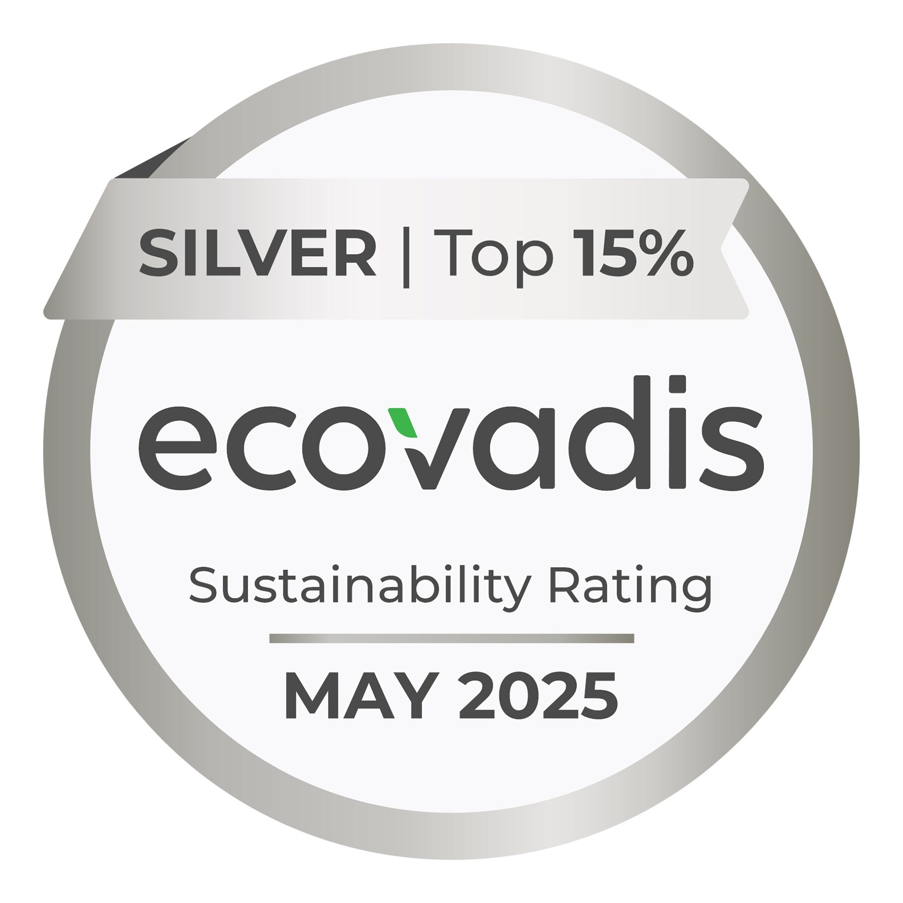 Logo of the Ecovadis Silver Sustainability certificate
