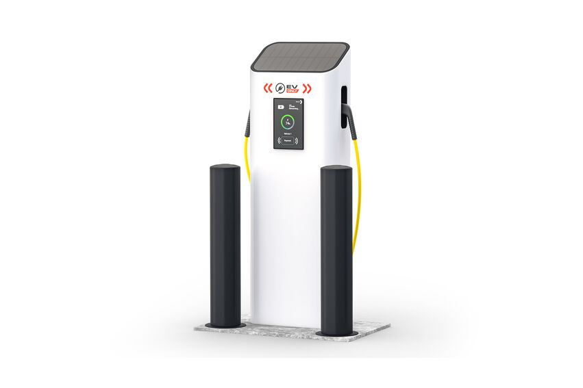 Rendering eines schwarzen BO 145L EV - Rammschutzpoller auf weißem Hintergrund