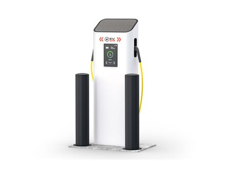 Render of a black BO 145L EV - Bollard on a white background