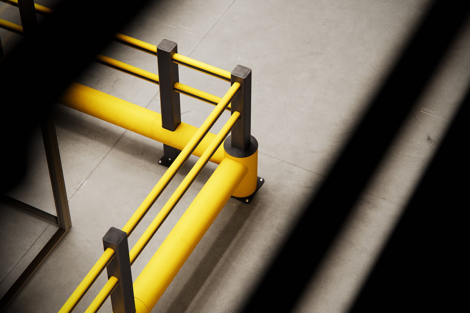 Primo piano di un Boplan FLEX IMPACT® TB 400 PLUS in un ambiente vivo - Barriera di sicurezza