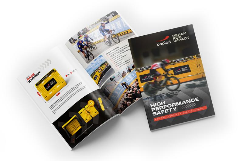 Picture of the Boplan Sport catalogue with info on safety solutions for cycling races
