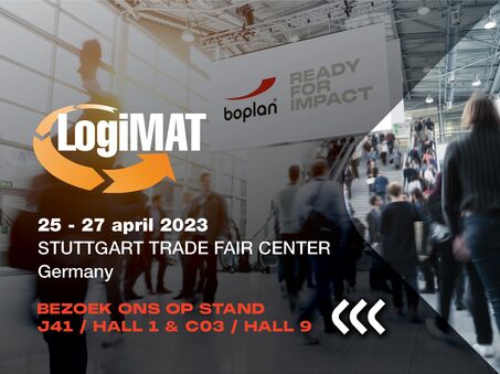 Foto van een deelname van Boplan aan de beurs LogiMAT in Stuttgart, Duitsland