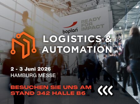 Bild einer Boplan-Ausstellungsbeteiligung auf der Logistics & Automation in Hamburg, Deutschland