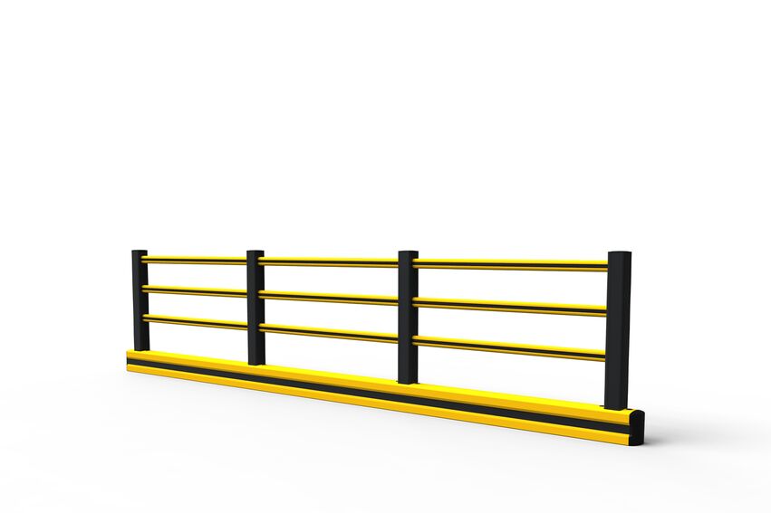 Render di un FLIP PLUS giallo - Kick rails su sfondo bianco