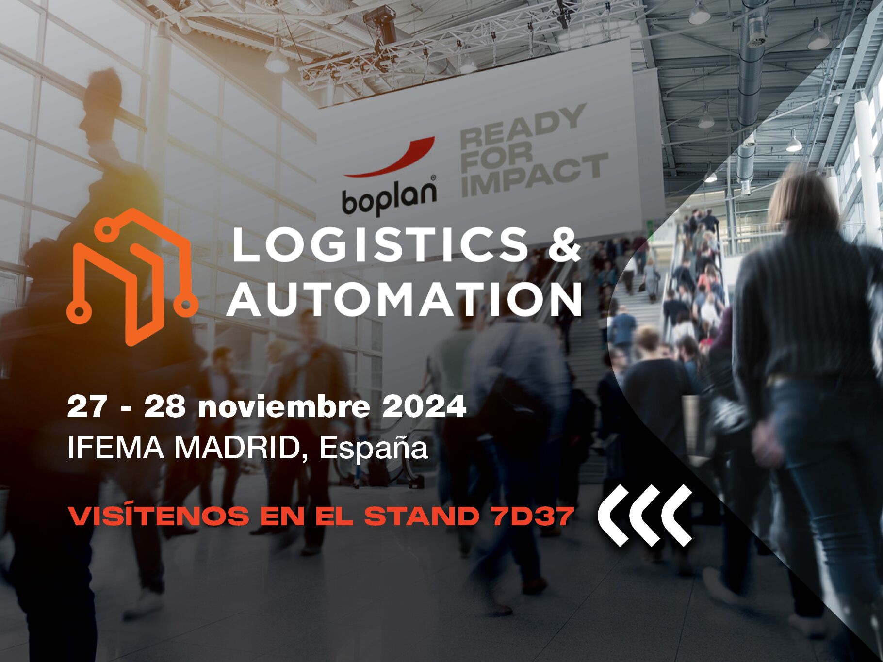 Imagen de la participación en una exposición de Logistics & Automation en Madrid, España