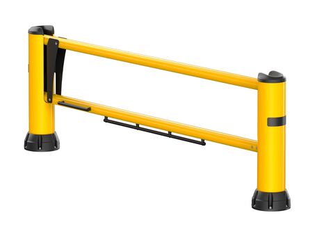 Render of a yellow DG250F - Safety gate on a white background