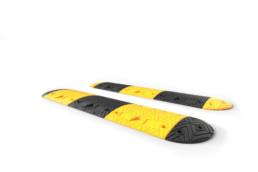 Rendu d'une WHEEL SPEED CONTROL jaune - Butées de roues sur un fond blanc