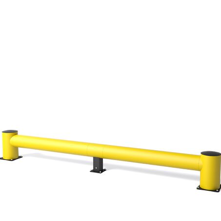 Rendering eines gelben TB 400 - Rammschutzplanke auf weißem Hintergrund