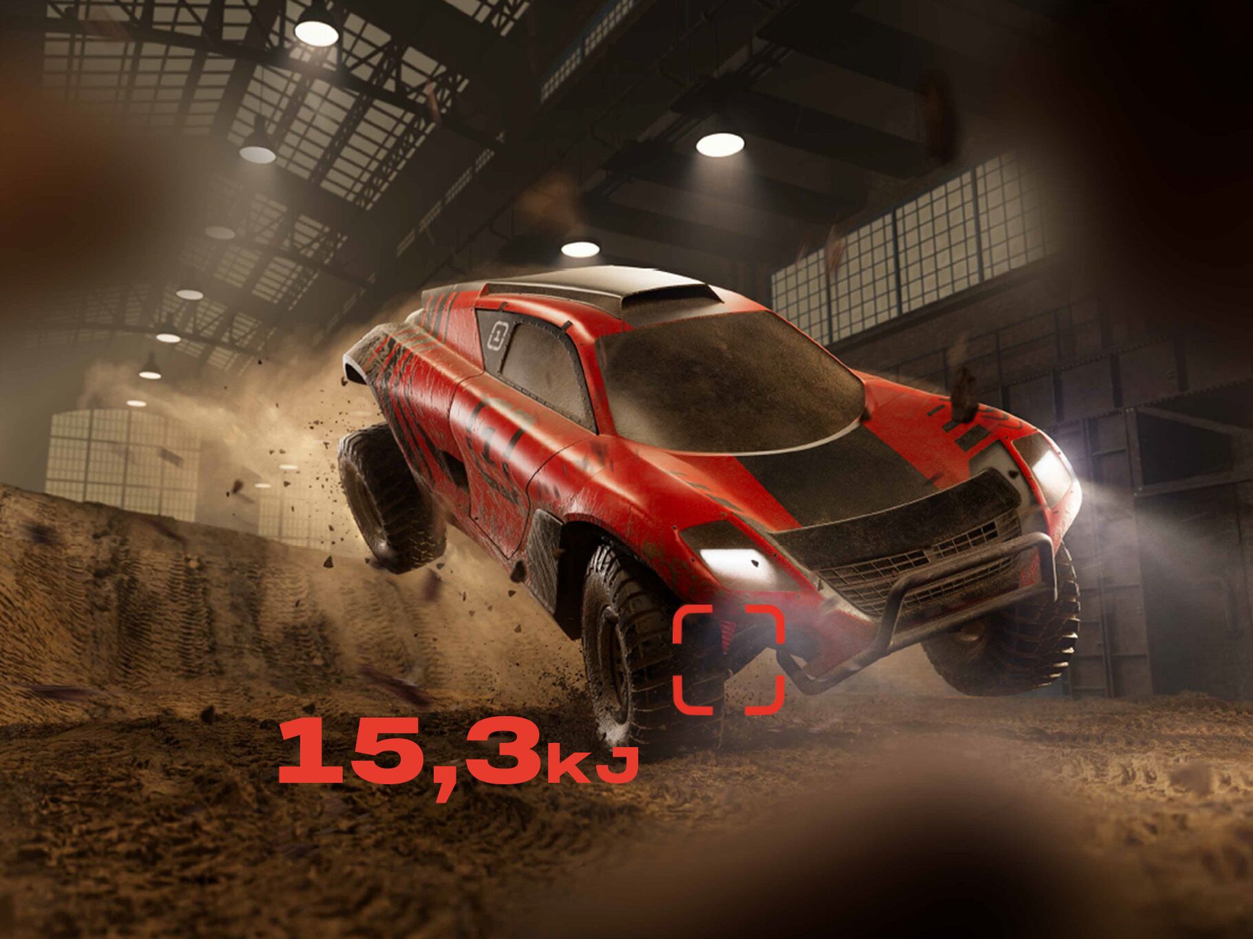 Boplan campaign image of a cross-fitter lifting a tire with a force of 0.93 kJ