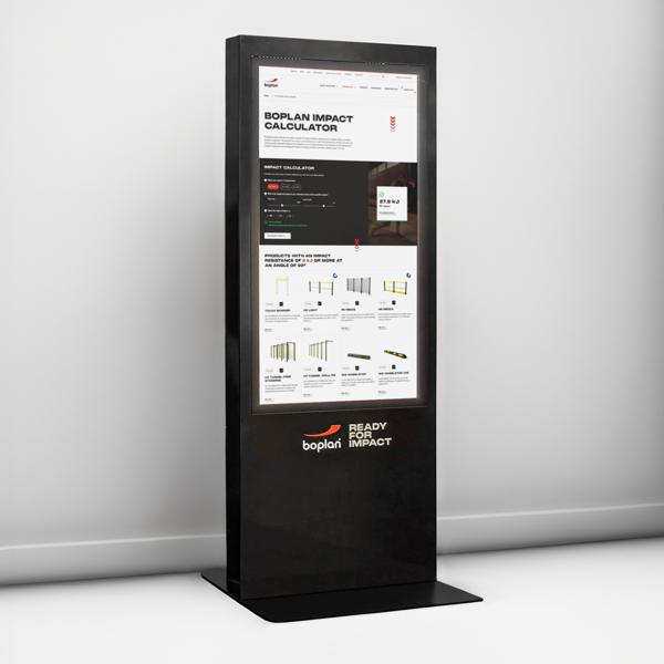 Photo of the Boplan Impact Calculator displayed on a LED billboard
