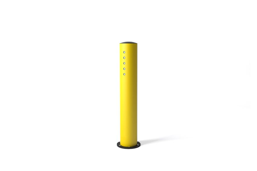Render di un BO LED giallo - Dissuasore su sfondo bianco