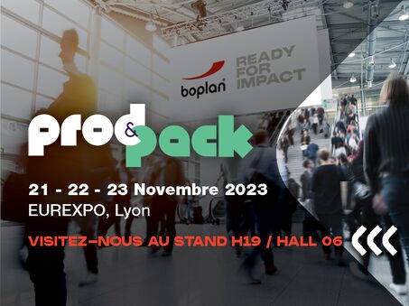 Photo d'une participation à l'exposition de Boplan au Prod&Pack à Lyon, France