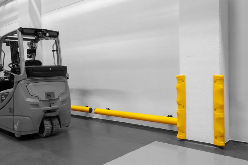Boplan TB MINI, CP CORNER PROTECTOR amarillo en una instalación de Belcolade
