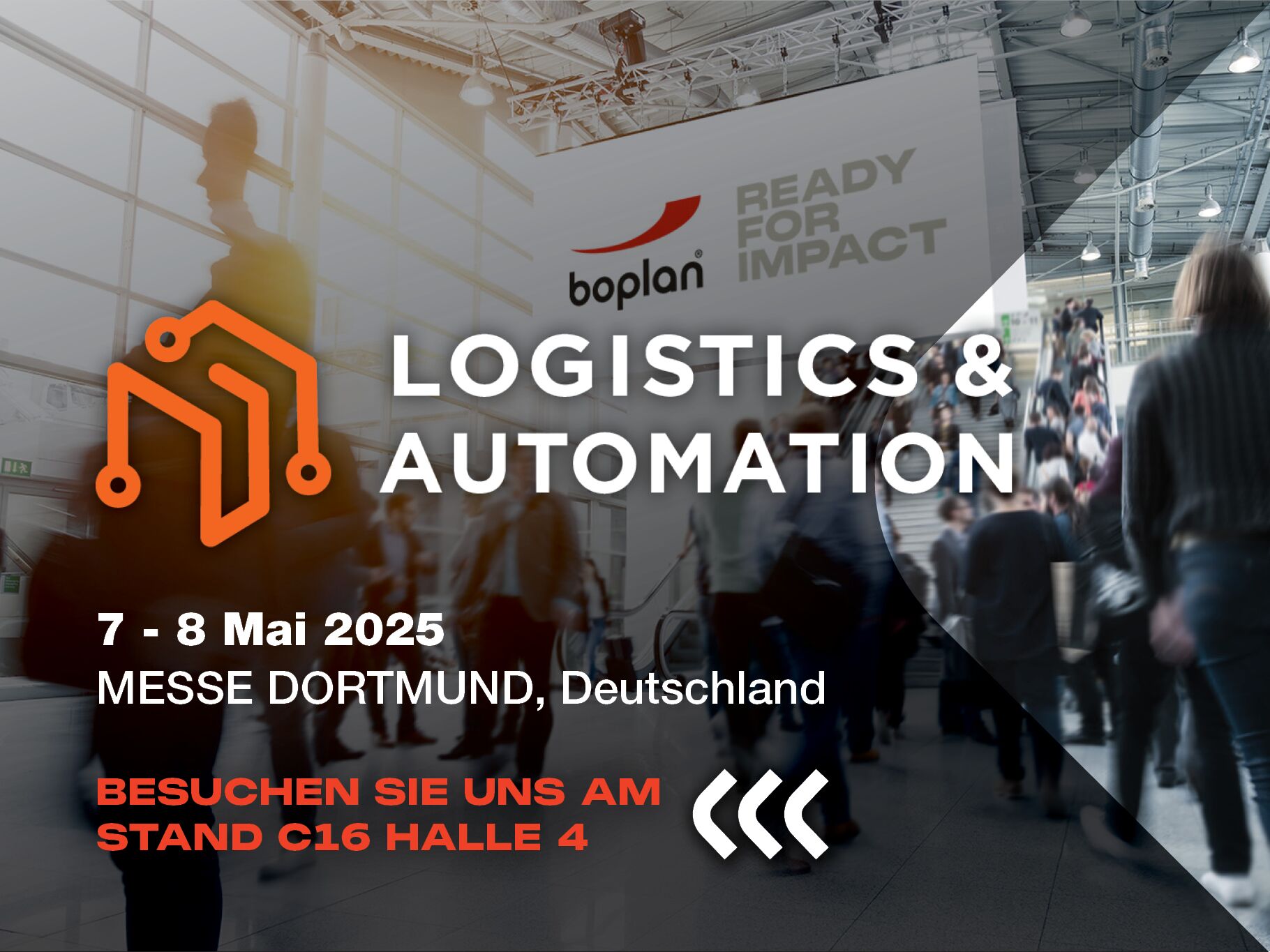 Bild einer Boplan-Ausstellungsbeteiligung auf der Logistics &amp; Automation in Dortmund, Deutschland
