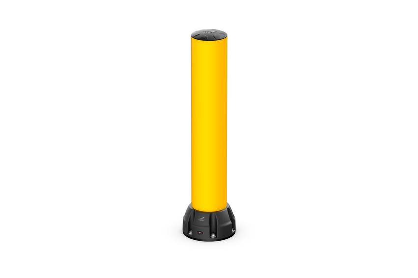 Render of a yellow BO200F - Bollard on a white background