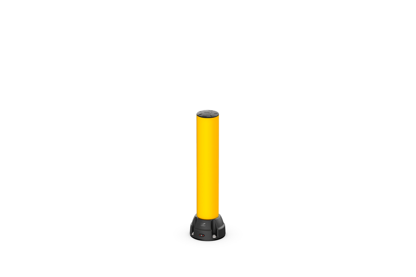 Render of a yellow BO125L - Bollard on a white background