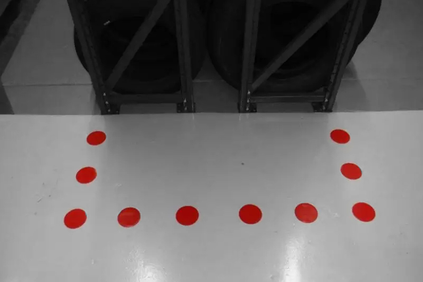 Boplan FLEX IMPACT® LINE PLAN DOT in a live setting - Floor marking tape
