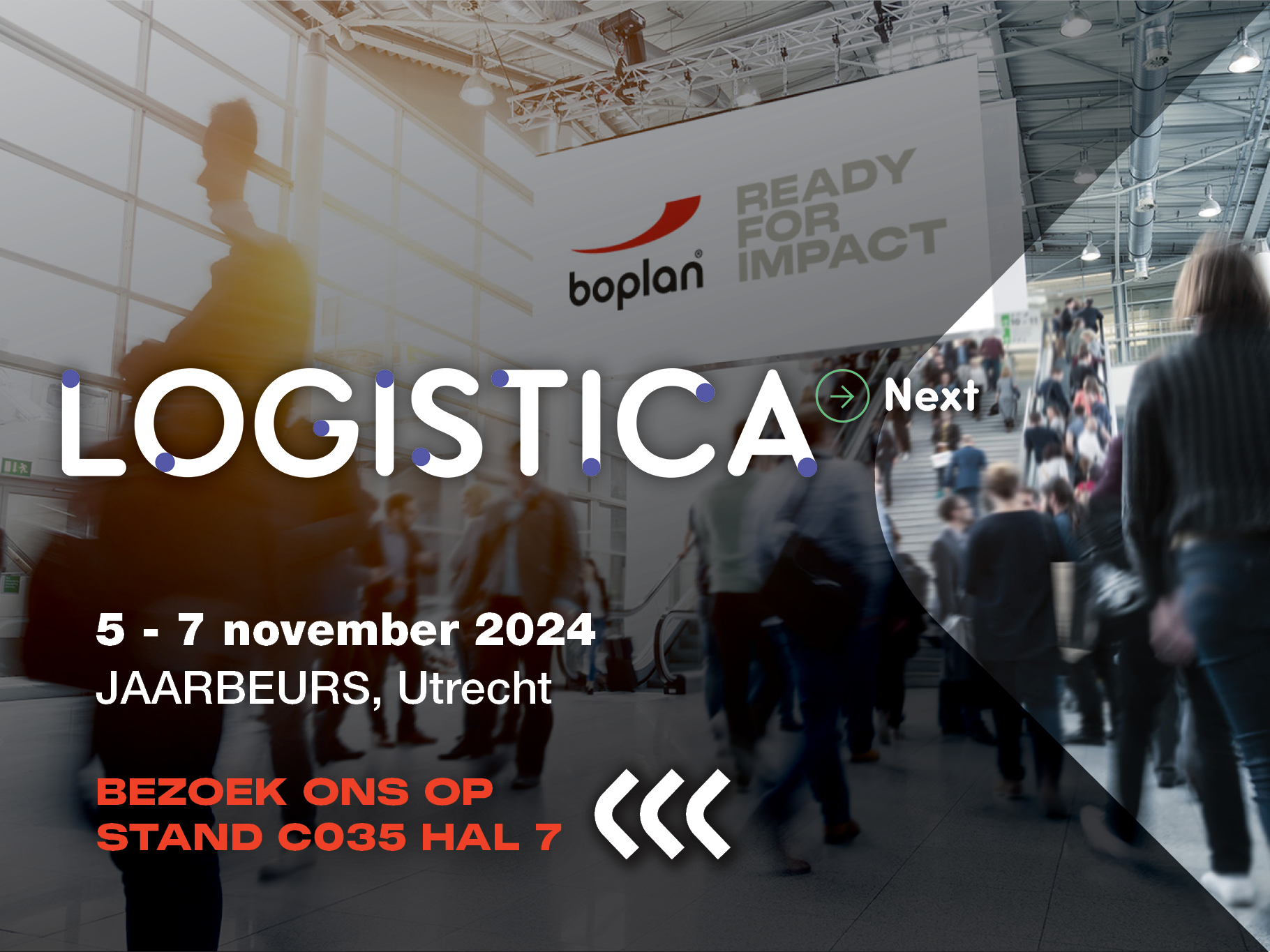 Foto van een deelname van Boplan aan de beurs Logistica Next in Utrecht, Nederland
