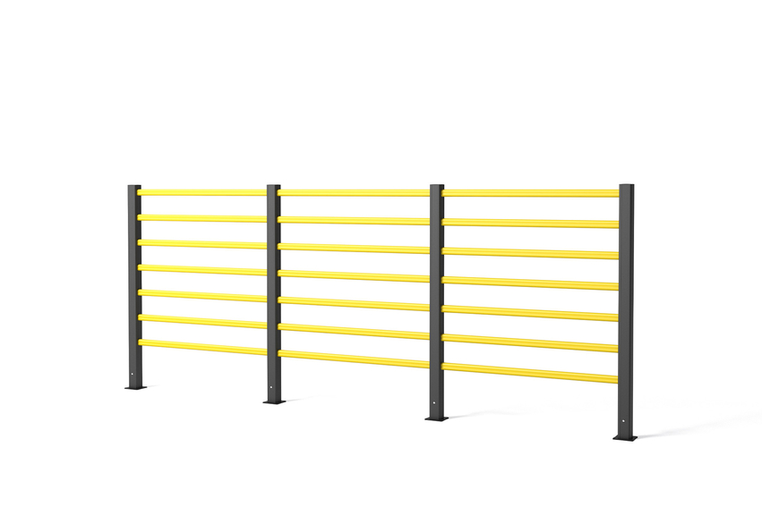 Render of a yellow HP GRILL - Handrails on a white background