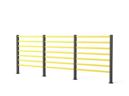 Render of a yellow HP GRILL - Handrails on a white background