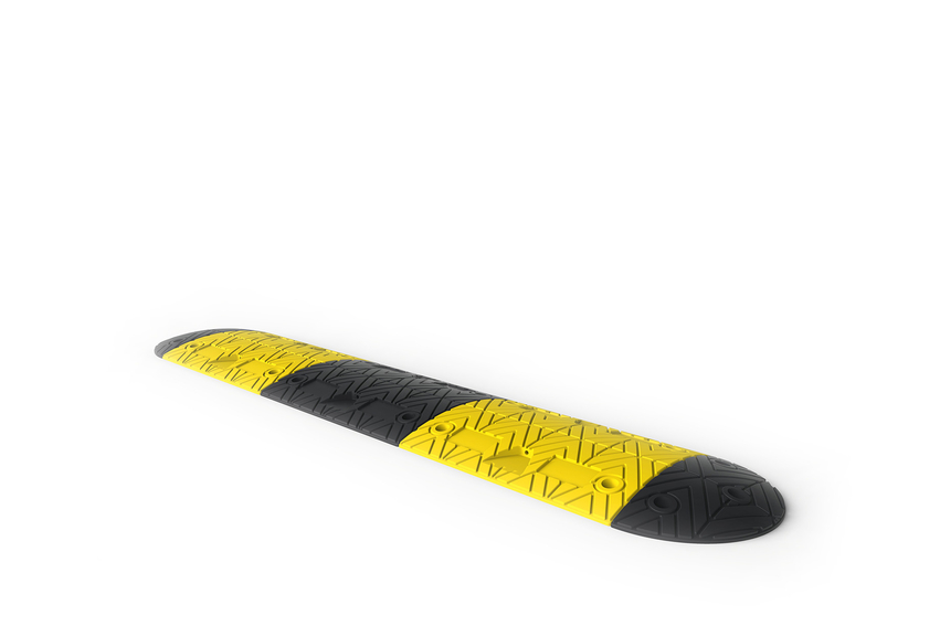 Rendu d&#039;une WHEEL SPEED CONTROL jaune - Butées de roues sur un fond blanc